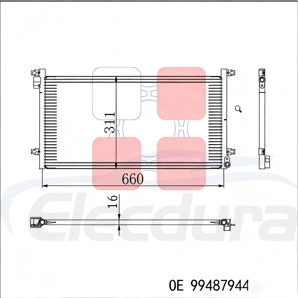 卸売 99487944 IVECO デイリー用コンデンサー。 Nissens 94756 のプレミアム交換品。流通用の工場直送在庫。