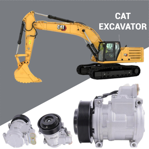 10PA15C ضاغط تكييف السيارات 24 فولت للحفارة Caterpillar 345B؛ بكرة PV8 140 مم؛ جبل مباشر؛ قطع غيار المعدات الثقيلة بالجملة.