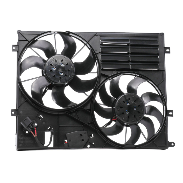 7N0121207A Conjunto de ventilador de resfriamento de radiador duplo VW Sharan II; Motor sem escova, substitui&ccedil;&atilde;o OE.