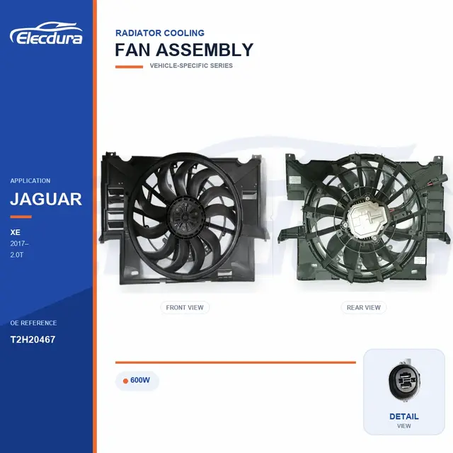 Conjunto da ventoinha de arrefecimento do radiador para fornecimento em massa Jaguar XE 600W T2H20467