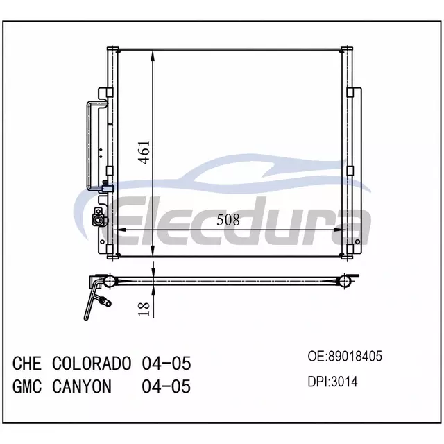 89018405 Chevrolet Colorado GMC Canyon 2004-2005 A/C คอนเดนเซอร์ Assembly
