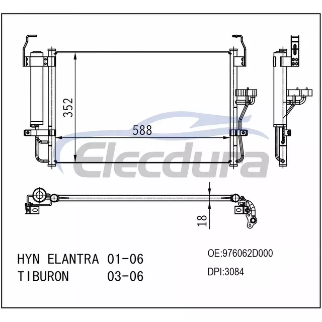 976062D000 Hyundai Elantra 2001-2006 Klima Kondansat&ouml;r&uuml;