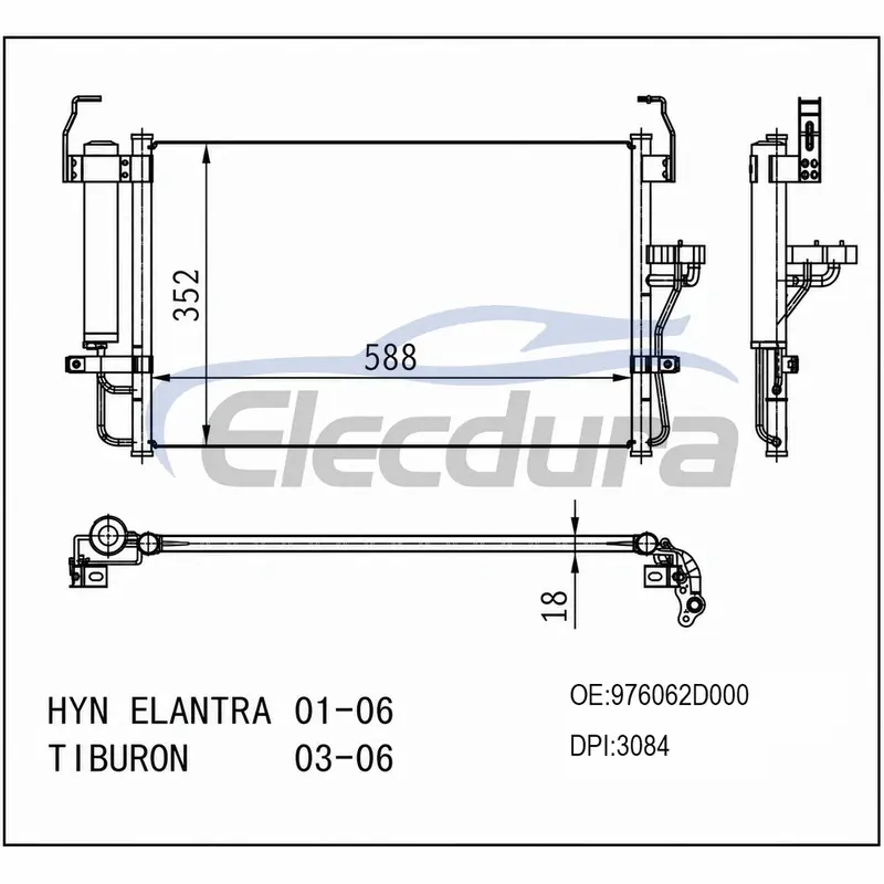 976062D000 Hyundai Elantra 2001-2006 Condensator A/C