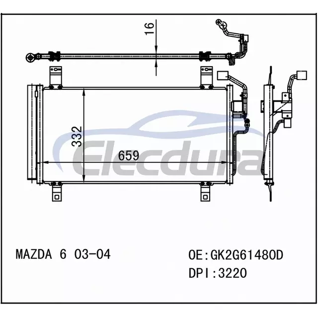 GK2G61480J Mazda 6 2003-2004 Конденсатор кондиціонера
