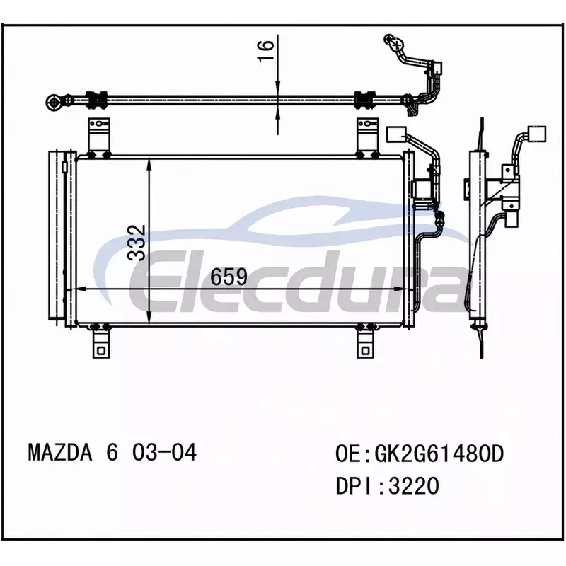 GK2G61480J Mazda 6 2003-2004 Condensator A/C