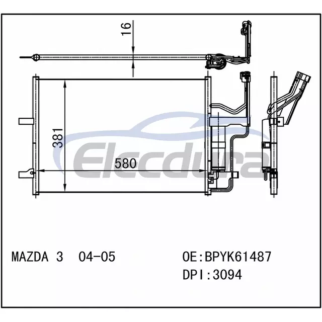BPYK6148Z Mazda 3 2004-2005 A/C kondensator