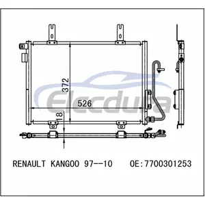 7700301253 Renault Kangoo 1997-1999 A/C kondensator 18mm kerne
