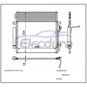 68003971AB Jeep Liberty 2008-2012 A/C kondenz&aacute;tor 16mm j&aacute;dro