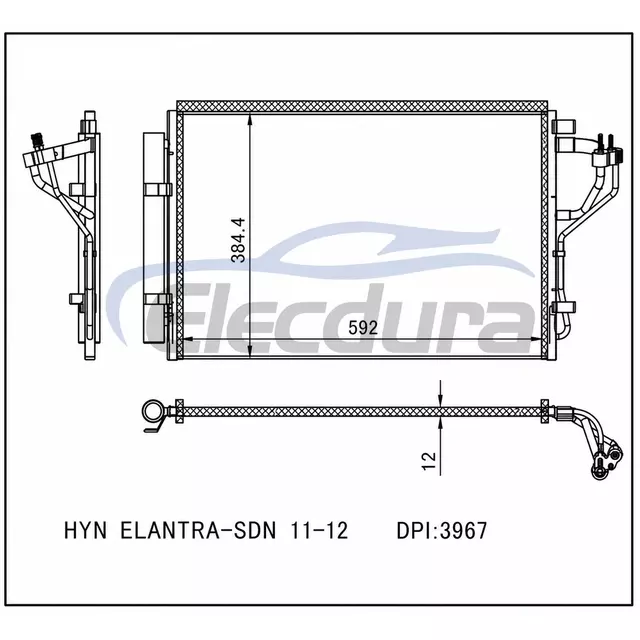 976063X000 Hyundai Elantra 2011-2013 Gruppo condensatore A/C Nucleo da 12 mm
