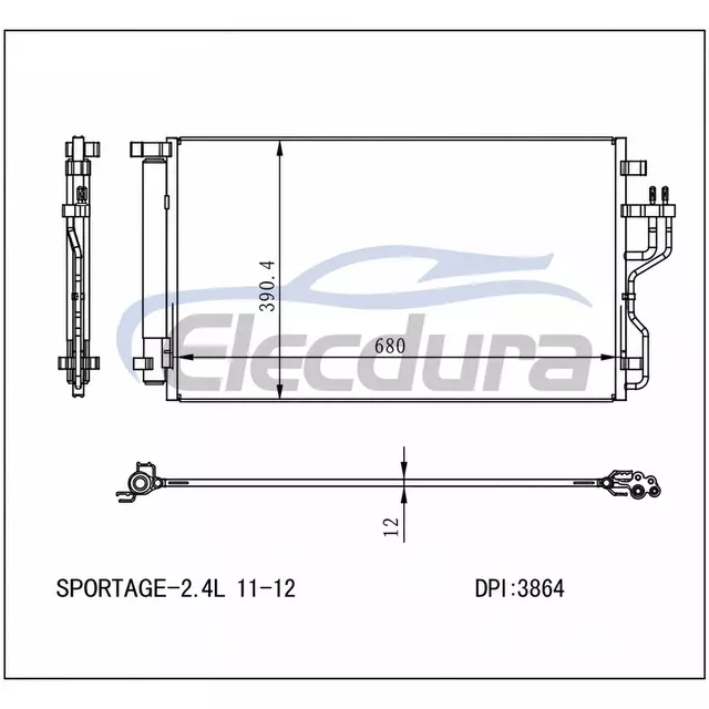 976062S500 ヒュンダイ ツーソン 2010-2012 A/C コンデンサー 12mm コア