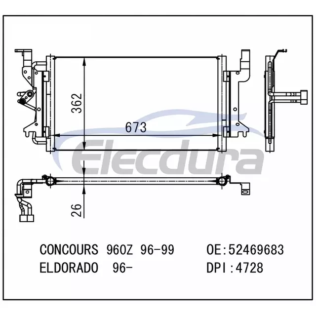 Kondensor AC Cadillac DeVille PC4728P 1996-2002
