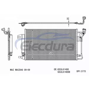 GS3L61480 Condensatore aria condizionata Mazda 6 2009
