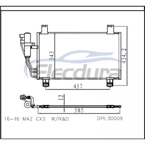DB3R61480 Mazda Cx-3 2016-2021 Condensatore A/C Nucleo da 12 mm