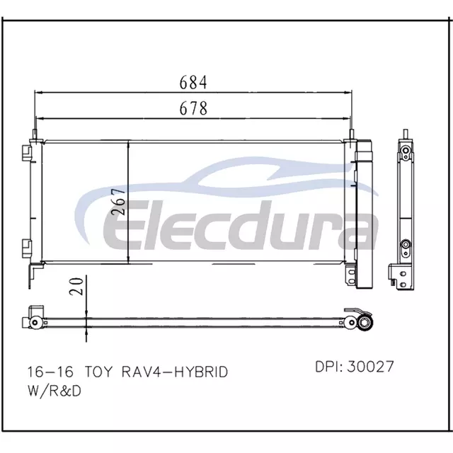 8846042150 Toyota Rav4-Hybrid 2016+ HYBRID kl&iacute;makondenz&aacute;tor vevővel/sz&aacute;r&iacute;t&oacute;val