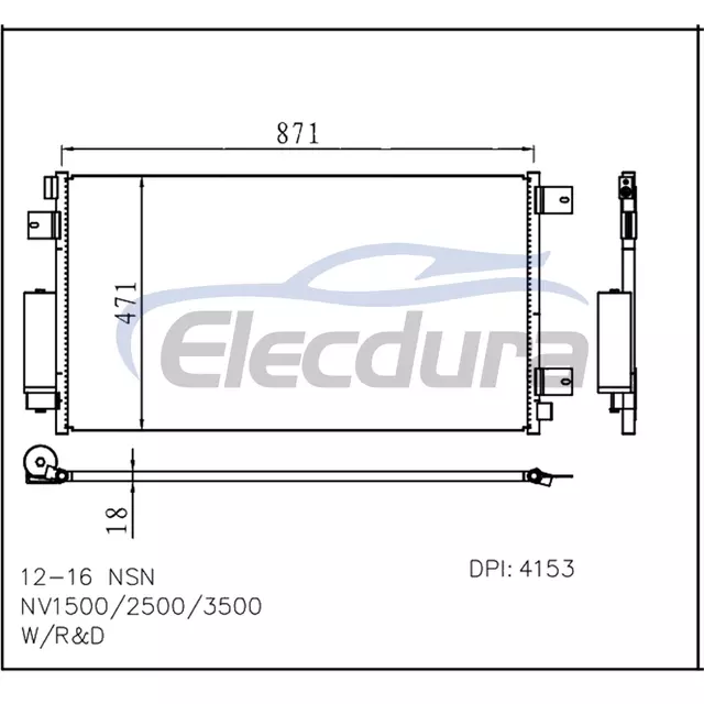 92100-1PA0A نيسان NV 2012-2021 4.0L V6 / 5.6L V8 مكيف الهواء المكثف