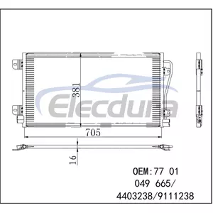7701049665 Renault Master 1998-2003 A/C kondensator 16mm kerne