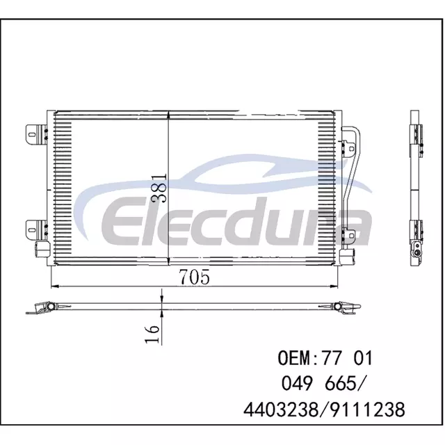 7701049665 Renault Master 1998-2003 Condensatore A/C Nucleo da 16 mm