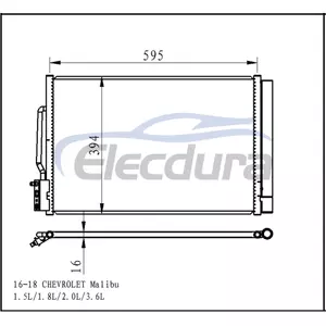 84208083 Chevrolet Malibu 2016-2018 1.5L / 1.8L / 2.0L / 3.6LA/C Kondenz&aacute;tor 16mm j&aacute;dro