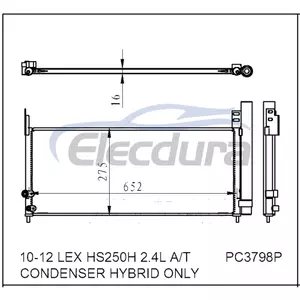 8846075010 Lexus Lex Hs250h 2 2010-2012 Skraplacz klimatyzacji z odbiornikiem/osuszaczem