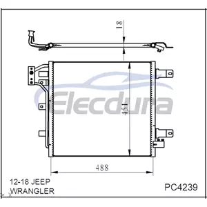 68143891AA Jeep Wrangler 2012-2018 Condensador de A/C N&uacute;cleo de 18 mm