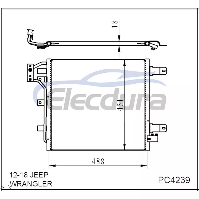 68143891AA Jeep Wrangler 2012-2018 A/C Condenser 18mm Core