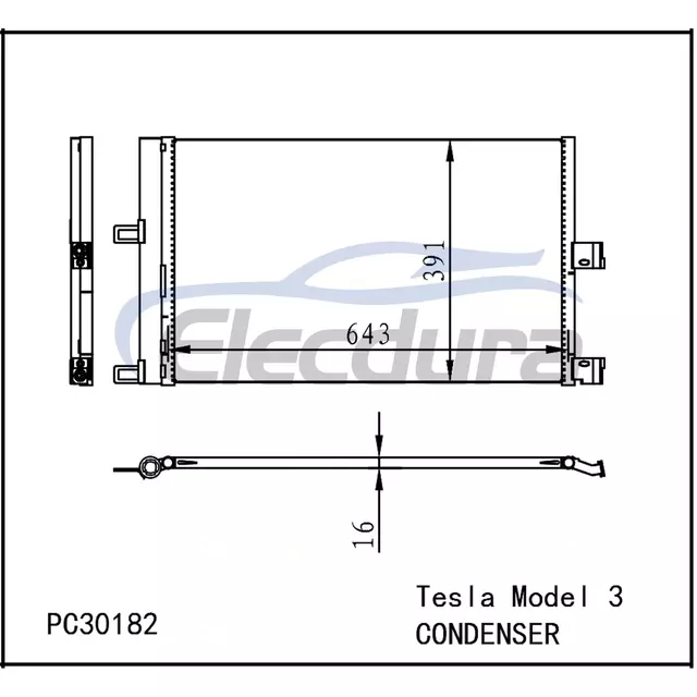 1077083-00-B Конденсатор кондиціонера Tesla Model 3 2017-2023