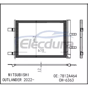 7812A464 Mitsubishi Outlander 2022+ Ensemble condensateur A/C Noyau 12 mm