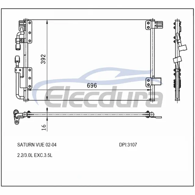 15807005 サターン Vue 2 2 2002-2004 3.0L / 3.5L A/Cコンデンサー