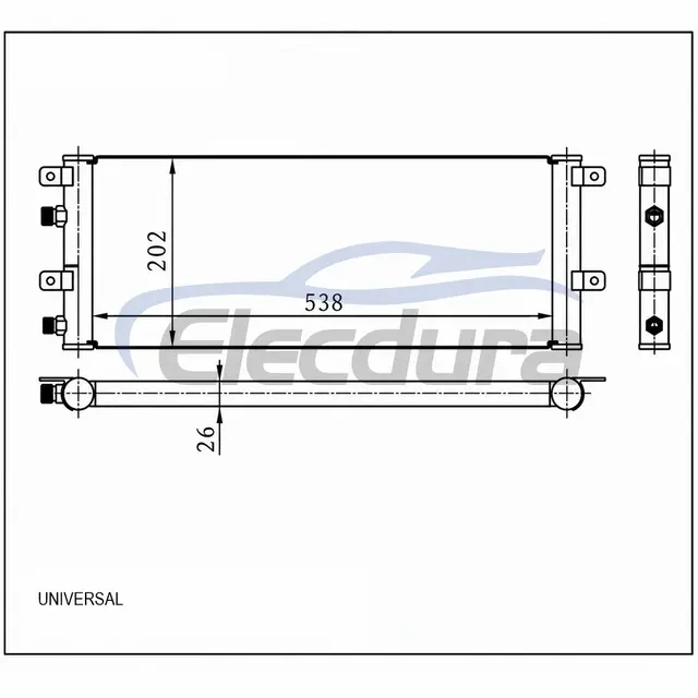 Universal Condensator A/C 538 &times; 202 &times; 26 mm