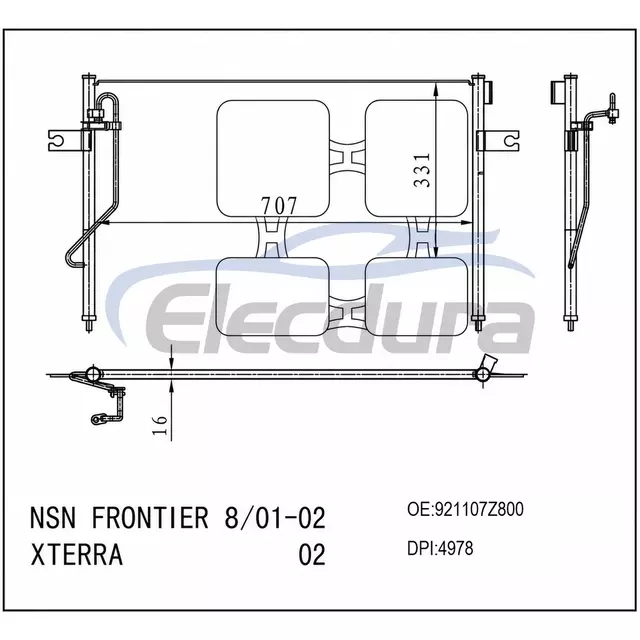 921107Z800 Nissan Frontier 2001-2002 Конденсатор кондиціонера в зборі