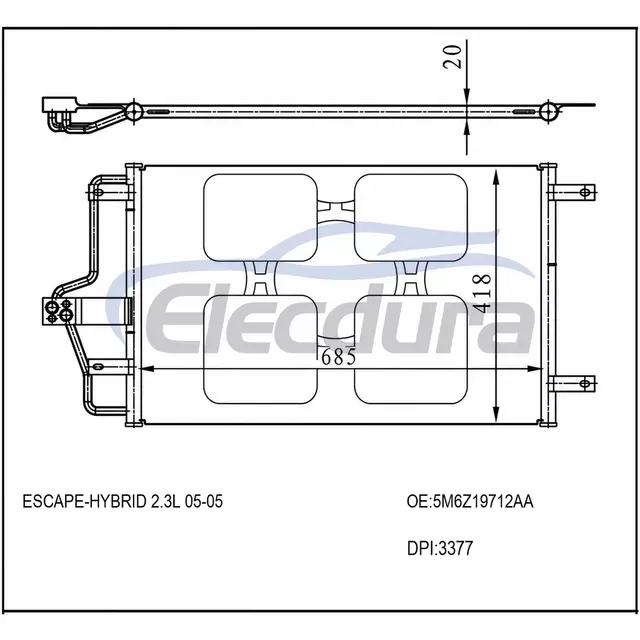 5M6Z19712AA Ford Escape-Hybrid 2005+ HYBRID / sestava kondenz&aacute;toru 2,3 ​​LA/C