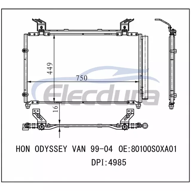 80100S0X305 Honda Odyssey Van 1999-2004 Rakitan Kondensor A/C