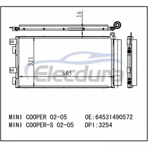 64531490572 MINI Cooper 2002-2005 A/C コンデンサー