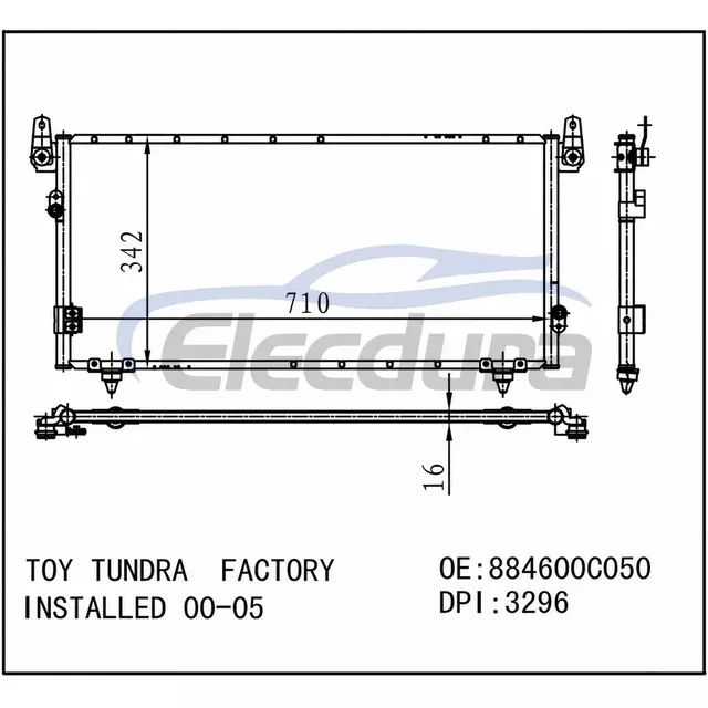 884600C050 Conjunto de condensador de aire acondicionado 2000-2005 instalado en f&aacute;brica Toyota Tundra