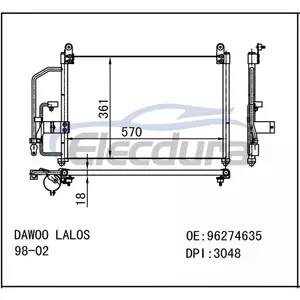 96274635 Daewoo Lalos 1998-2002 A/C kondensator
