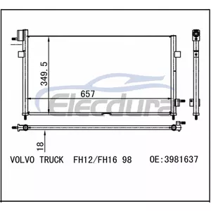 3981637 Volvo Truck Fh12 1998+ Skraplacz klimatyzacji 18mm rdzeń