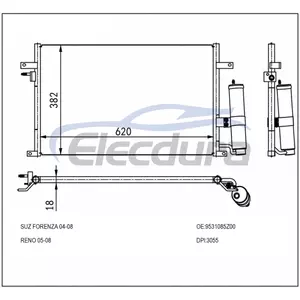 9531085Z00 Suzuki Forenza 2004-2008 Конденсатор кондиціонера з ресивером/осушувачем 16 мм сердечник