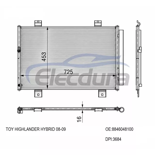 8846048100 Toyota Highlander hybride 2008-2009 condensateur de climatisation hybride