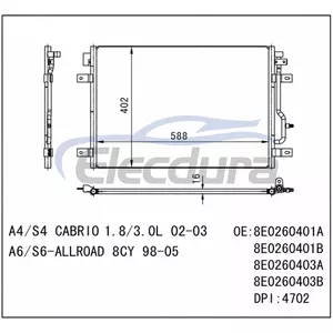 8E0.260.403 B Audi A4 2002-2003 A/C kondensator