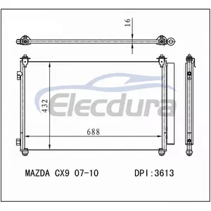 TD1161480A Mazda Cx-9 2007-2012 Condensatore A/C Nucleo da 16 mm