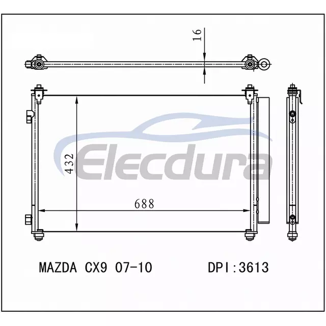 TD1161480A Mazda Cx9 2007-2010 A/C kondensator 16 mm kerne