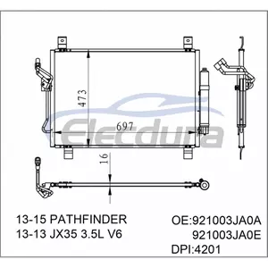 921003JA0A Nissan Pathfinder 2013-2015 Condensator A/C miez de 16 mm