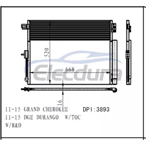 55038003AE Jeep Grand Cherokee 2011-2015 Condensador de A/C N&uacute;cleo de 16 mm