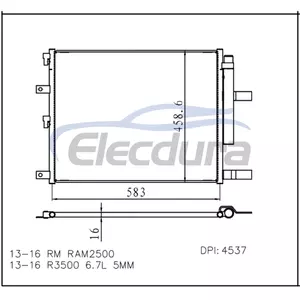 52014736AA Dodge Ram2500 2013-2016 Condensator A/C miez de 16 mm