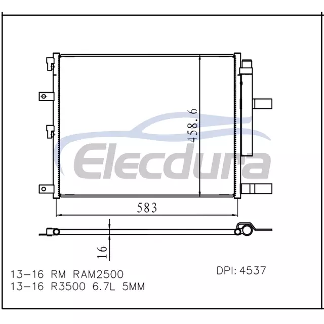 52014736AA Dodge Ram2500 2013-2016 Конденсатор кондиціонера 16 мм сердечник