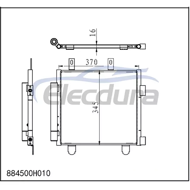 884500H010 Citroen C1 2005–2014 A/C-Kondensator, 16 mm Kern