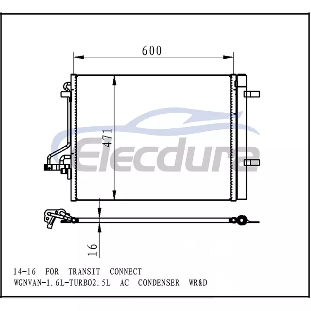 DV6Z19712E Ford Transit Connect Wgn 2014-2016 1.6L / 2.5LA/C คอนเดนเซอร์