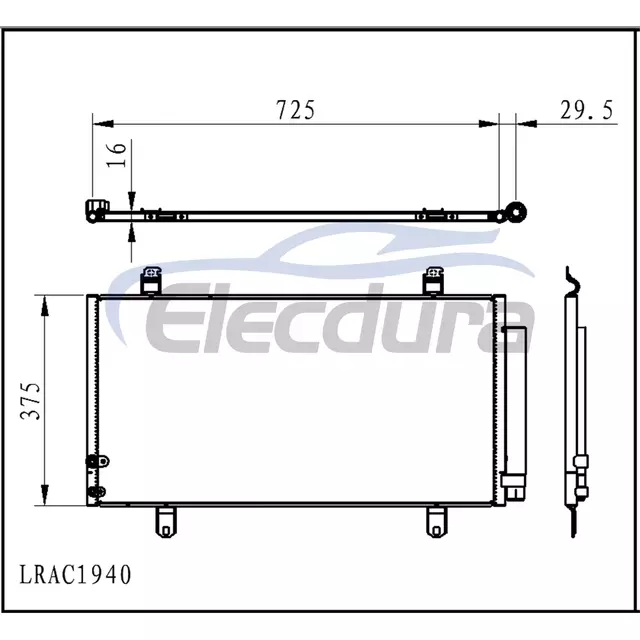 88460-06230 Toyota Camry 2011+ Conjunto de condensador de aire acondicionado N&uacute;cleo de 16 mm