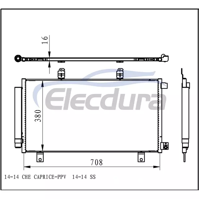 92263224 Chevrolet Caprice-Ppv 2014+ Zesp&oacute;ł skraplacza klimatyzacji, rdzeń 16 mm