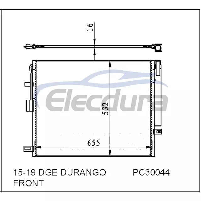 68232606AA Dodge Durango 2015-2019 A/C 콘덴서 16mm 코어